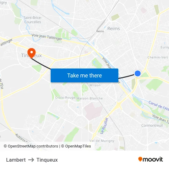 Lambert to Tinqueux map