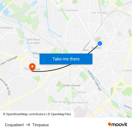 Coquebert to Tinqueux map