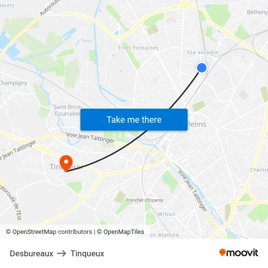 Desbureaux to Tinqueux map