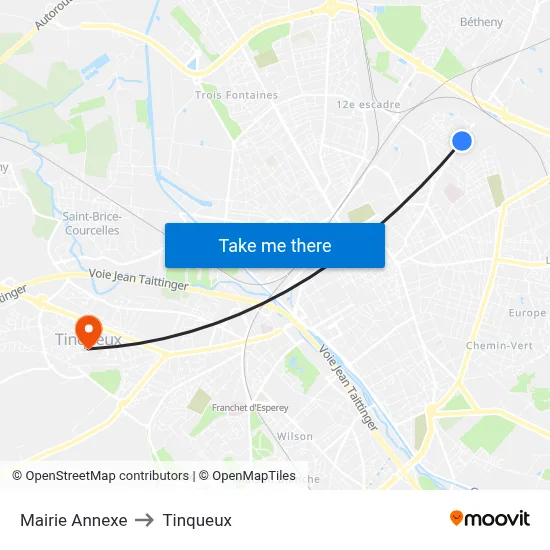Mairie Annexe to Tinqueux map