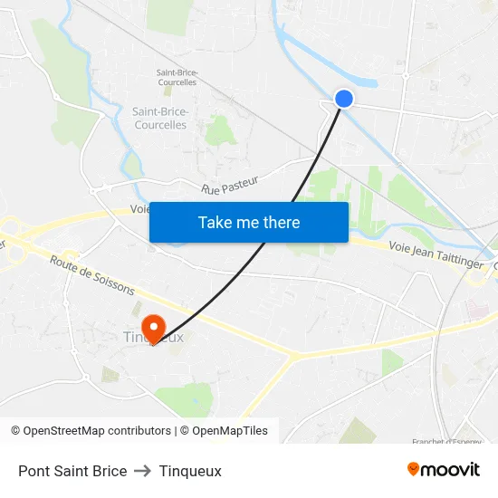 Pont Saint Brice to Tinqueux map