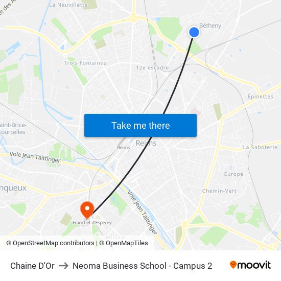 Chaine D'Or to Neoma Business School - Campus 2 map