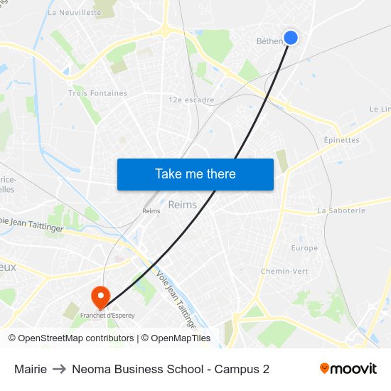 Mairie to Neoma Business School - Campus 2 map