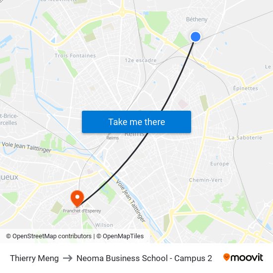 Thierry Meng to Neoma Business School - Campus 2 map