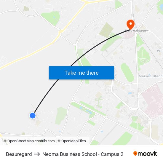 Beauregard to Neoma Business School - Campus 2 map