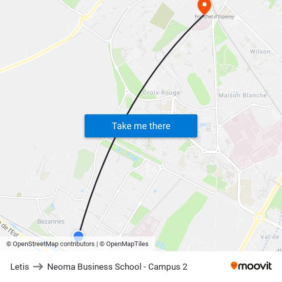 Letis to Neoma Business School - Campus 2 map