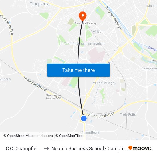 C.C. Champfleury to Neoma Business School - Campus 2 map