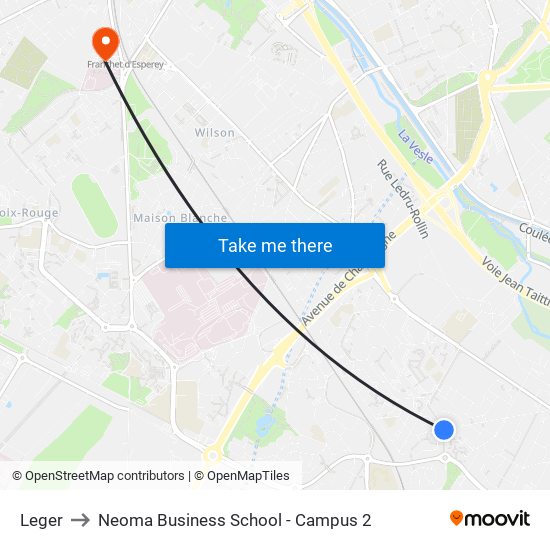 Leger to Neoma Business School - Campus 2 map