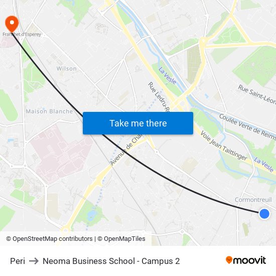 Peri to Neoma Business School - Campus 2 map