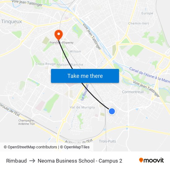 Rimbaud to Neoma Business School - Campus 2 map