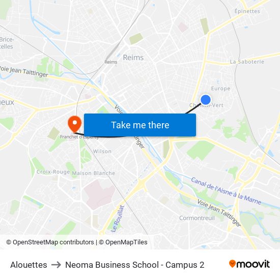 Alouettes to Neoma Business School - Campus 2 map