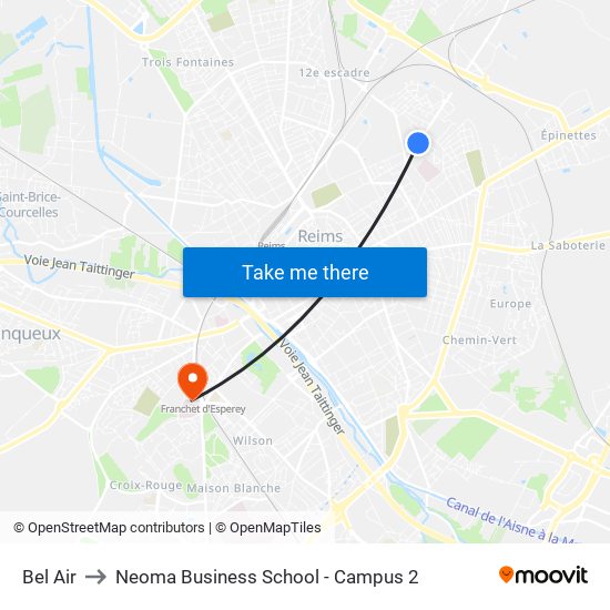 Bel Air to Neoma Business School - Campus 2 map