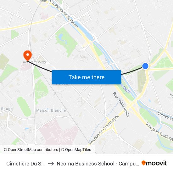 Cimetiere Sud to Neoma Business School - Campus 2 map