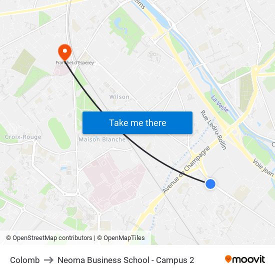 Colomb to Neoma Business School - Campus 2 map