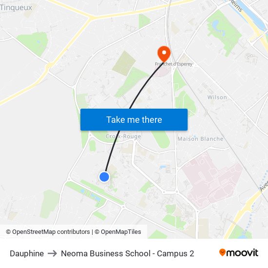 Dauphine to Neoma Business School - Campus 2 map