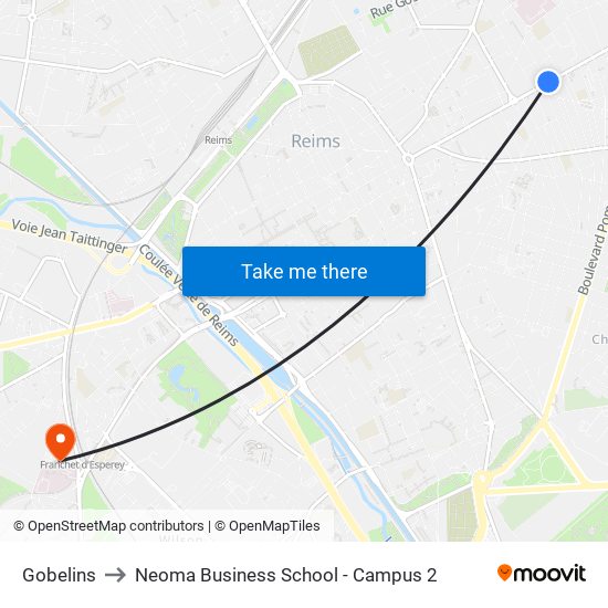 Gobelins to Neoma Business School - Campus 2 map