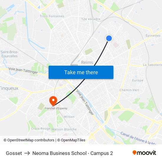 Gosset to Neoma Business School - Campus 2 map