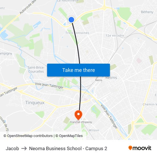 Jacob to Neoma Business School - Campus 2 map