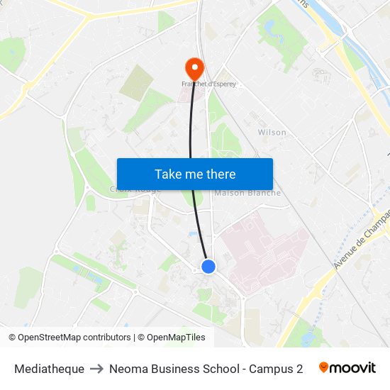 Mediatheque to Neoma Business School - Campus 2 map