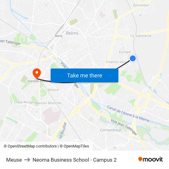 Meuse to Neoma Business School - Campus 2 map