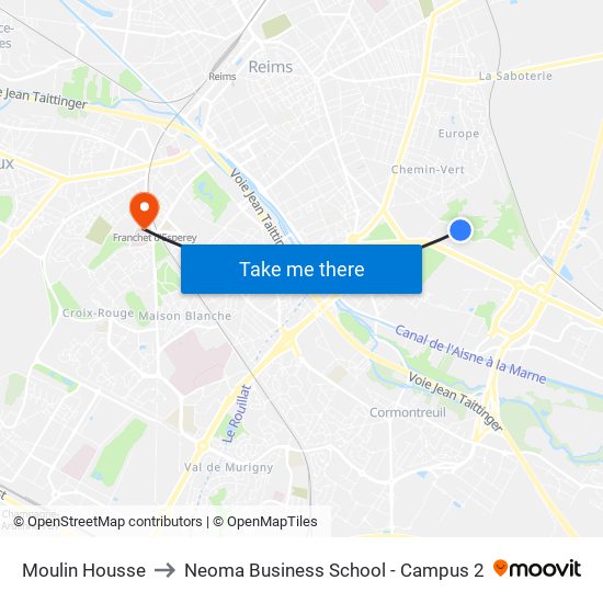 Moulin Housse to Neoma Business School - Campus 2 map