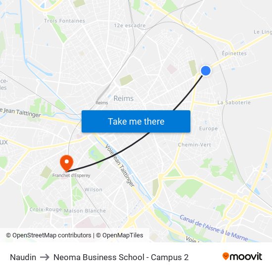 Naudin to Neoma Business School - Campus 2 map