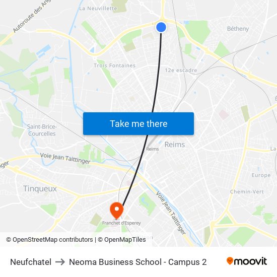 Neufchatel to Neoma Business School - Campus 2 map