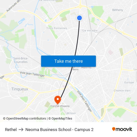 Rethel to Neoma Business School - Campus 2 map