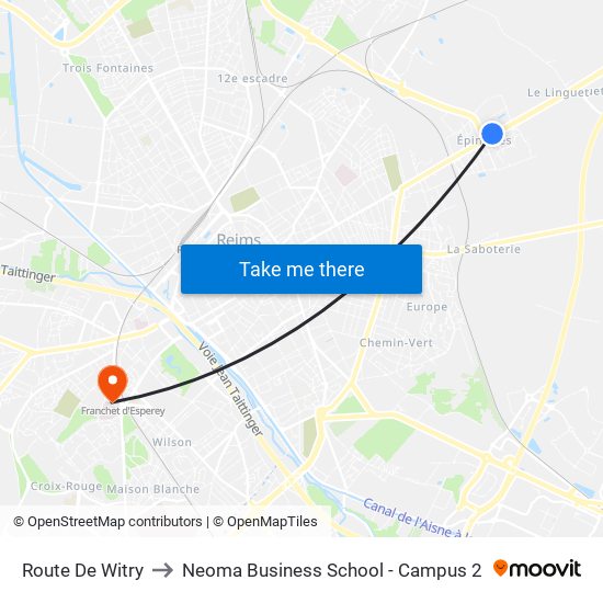 Route De Witry to Neoma Business School - Campus 2 map