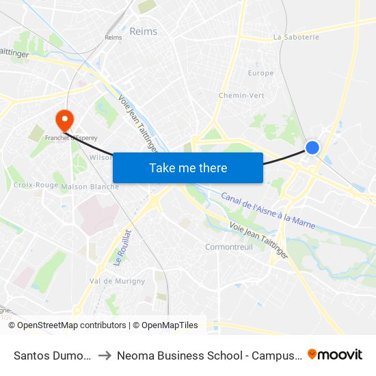 Santos Dumont to Neoma Business School - Campus 2 map