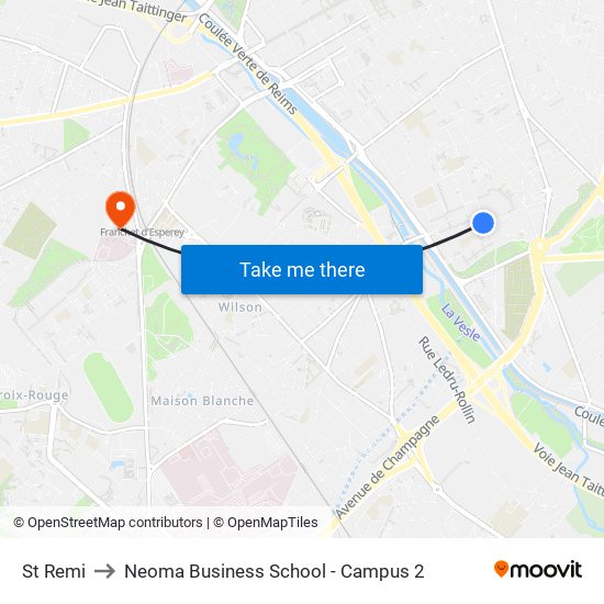 St Remi to Neoma Business School - Campus 2 map
