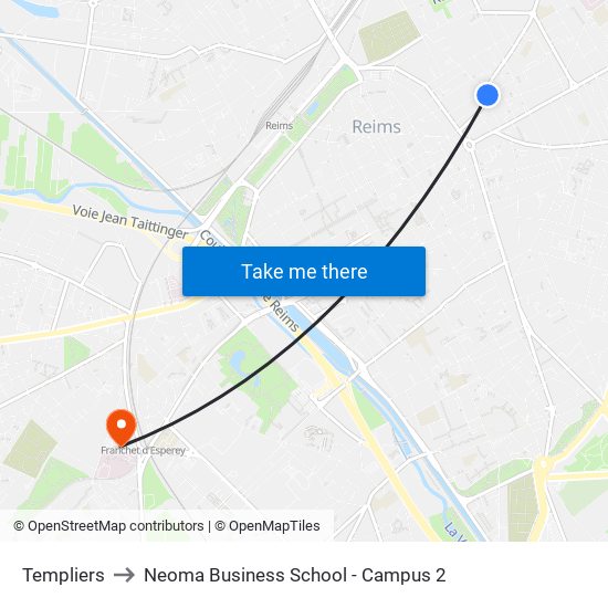 Templiers to Neoma Business School - Campus 2 map