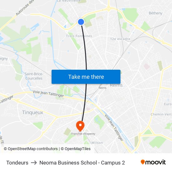Tondeurs to Neoma Business School - Campus 2 map