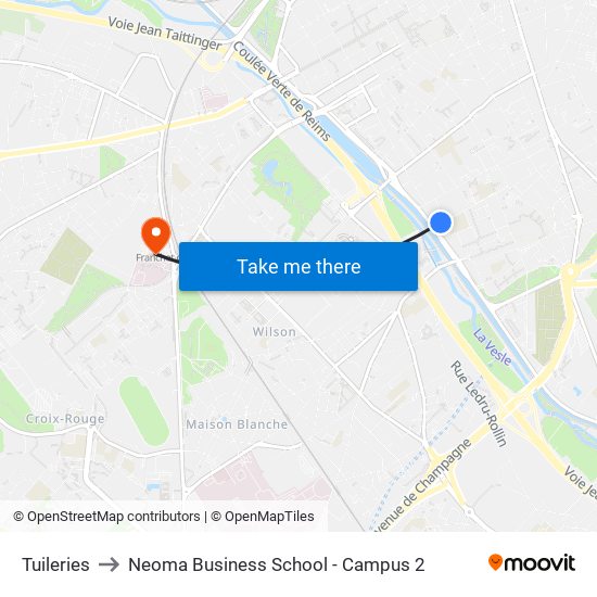 Tuileries to Neoma Business School - Campus 2 map