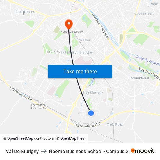 Val De Murigny to Neoma Business School - Campus 2 map