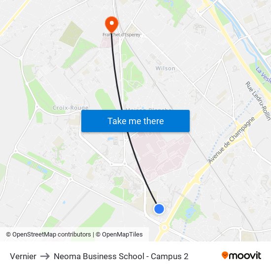 Vernier to Neoma Business School - Campus 2 map