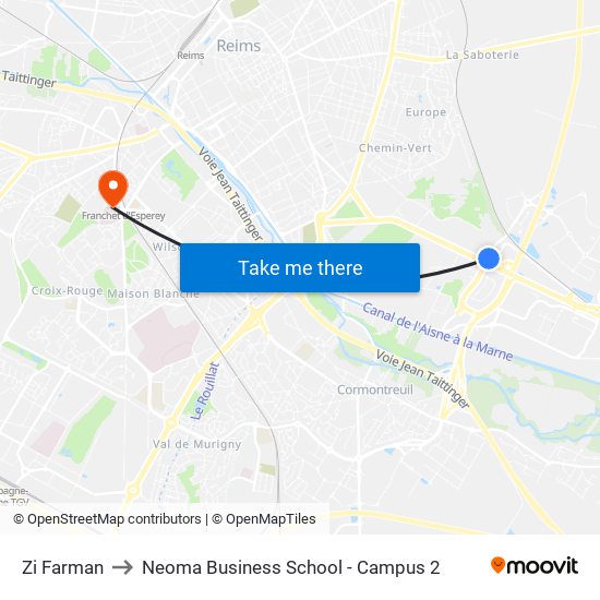 Zi Farman to Neoma Business School - Campus 2 map
