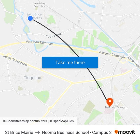 St Brice Mairie to Neoma Business School - Campus 2 map