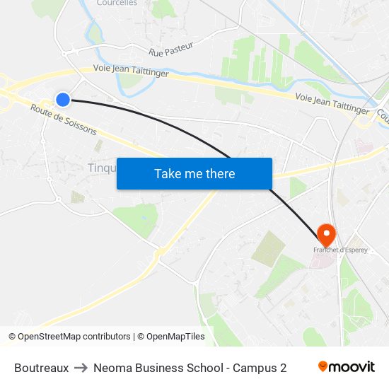 Boutreaux to Neoma Business School - Campus 2 map