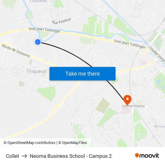 Collet to Neoma Business School - Campus 2 map