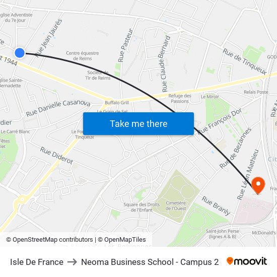 Isle De France to Neoma Business School - Campus 2 map