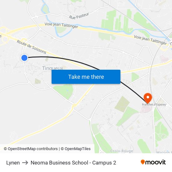 Lynen to Neoma Business School - Campus 2 map