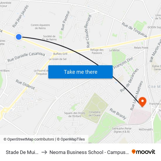 Stade De Muire to Neoma Business School - Campus 2 map