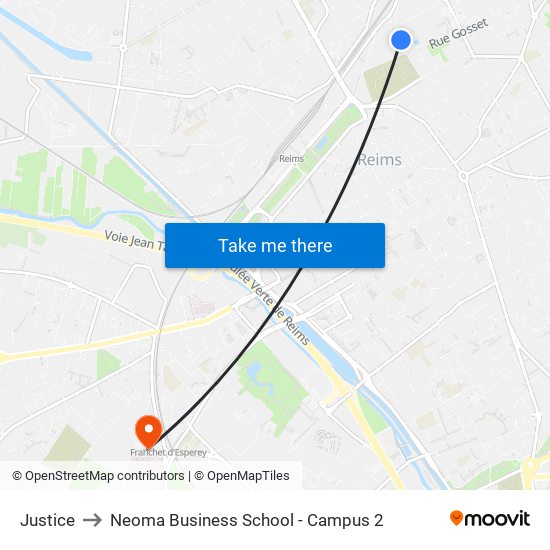 Justice to Neoma Business School - Campus 2 map