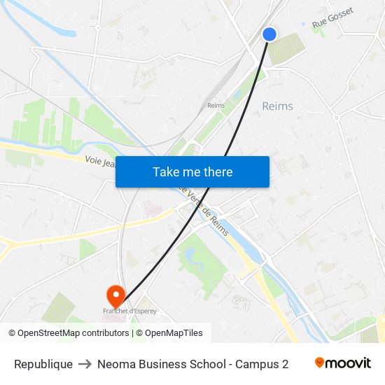 Republique to Neoma Business School - Campus 2 map