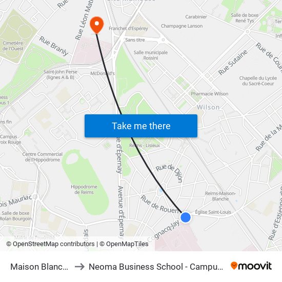 Maison Blanche to Neoma Business School - Campus 2 map