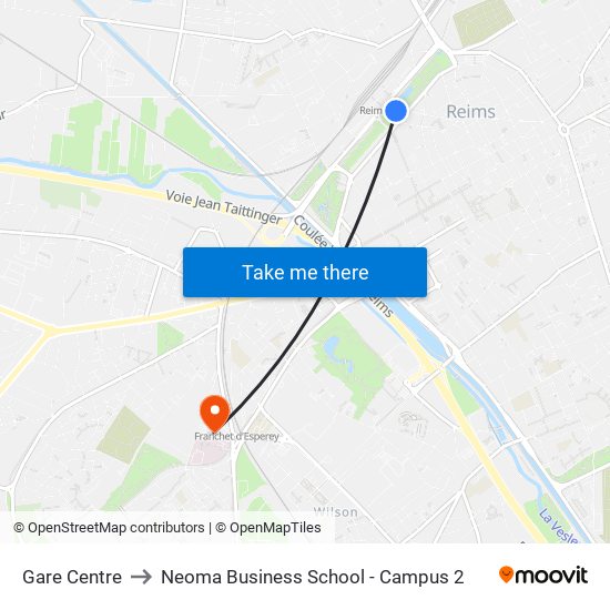 Gare Centre to Neoma Business School - Campus 2 map