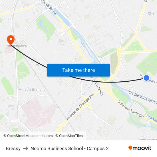 Bressy to Neoma Business School - Campus 2 map
