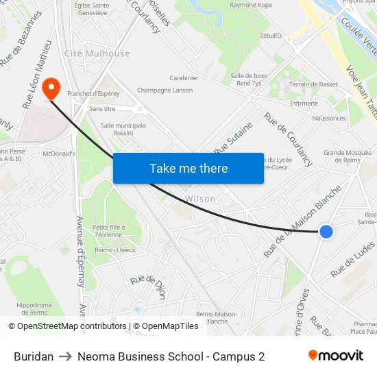 Buridan to Neoma Business School - Campus 2 map