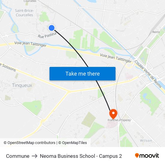 Commune to Neoma Business School - Campus 2 map